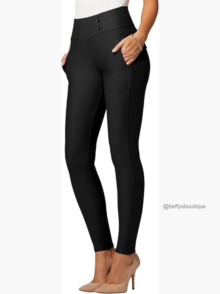 High-Rise Tummy Control Ponte Pants Slim Leg Work Wear